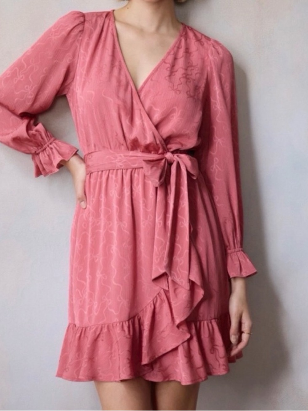 LC Lauren Conrad Pink Wrap Ruffle Mini Dress NWT Size XL